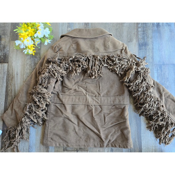 Vintage Debutogs New York Fringed Western Jacket Suede Sherpa Lined RARE 70s Sm - Picture 9 of 12